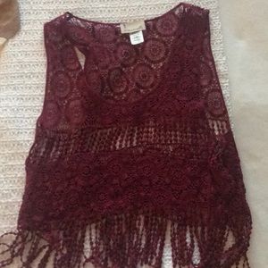 Crochet garnet top. Sold as one size fits all
